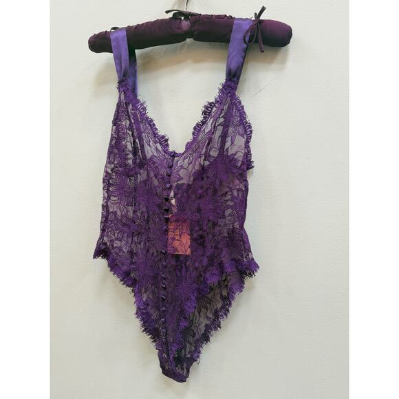 Victoria's Secret Vintage Purple Lace Bodysuit/Teddy - Size L - Picture 5 of 6